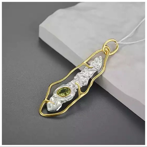Artisan Handmade Natural Peridot 925 Silver The Zyang Necklace - Picture 3 of 7